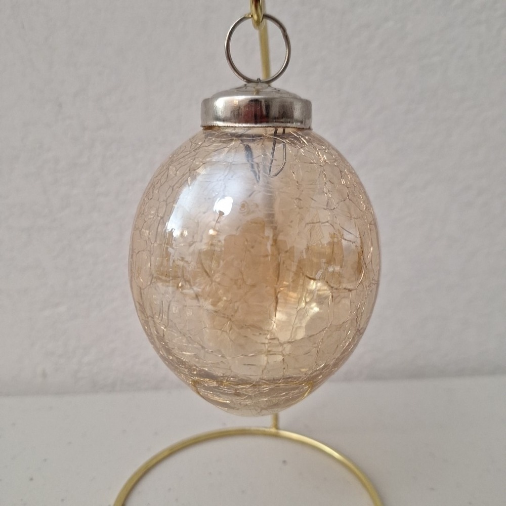 Vintage Kugle Style Mercury Crackle Glass Ball Christmas Gold Ornament 4", Heavy - Picture 1 of 16